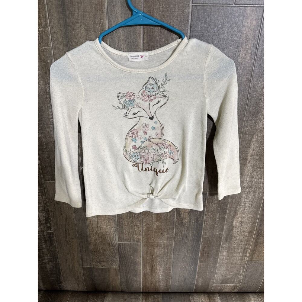 Beautees Fox Print Unique Long Sleeve Shirt‎ Size 6